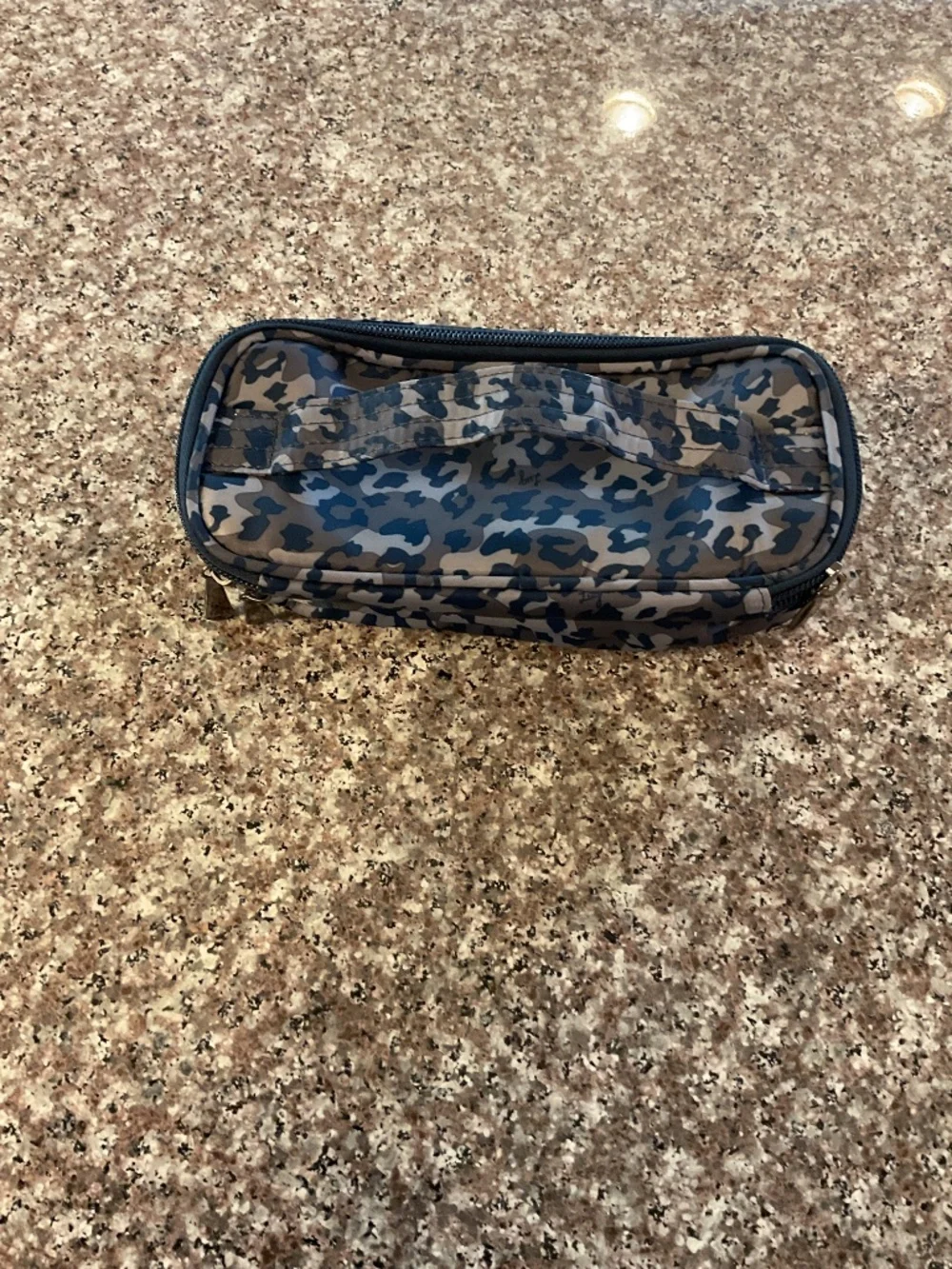 Lug Double Decker Makeup Organizer Leopard Navy
